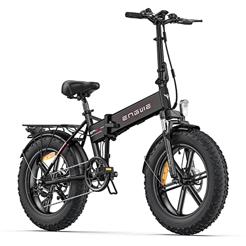 Bicicletas eléctrica : ENGWE Bicicleta Eléctrica Plegable para Adultos, con Neumáticos Todo Terreno de 20"×4.0" para Montaña y Playa Tiene 7 Velocidades y Batería de Litio Removible de 48V 13AH Ebike Adult