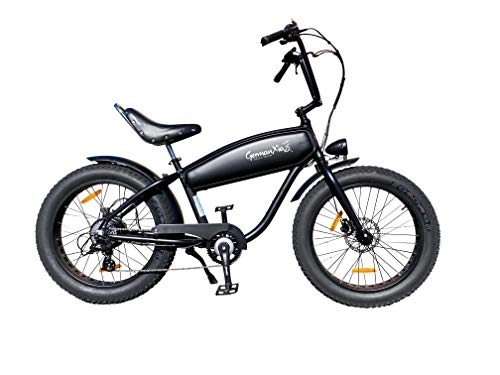 Bicicletas eléctrica : GermanXia Black Sinner 26 Chopper - Altavoz (17, 5 Ah, 630 Wh), color negro