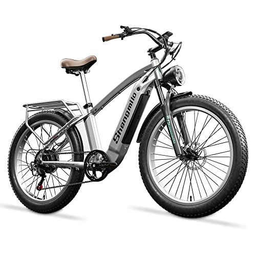 Bicicletas eléctrica : VOZCVOX Bicicletas Eléctricas Montaña para Adulto Retro con Batería de 48V15Ah, Motor Bafang, Shimano 7V, Frenos de Disco Hidráulicos, Baca Trasera, Faro Delantero, Ebike MTB MX04