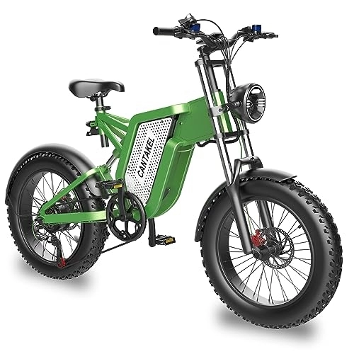 Electric Bike : CANTAKEL 20" Fat Tire Electric Bike, Off-road Mountain Ebike with 48V 25AH Battery, Dual Suspension and Oil Brake