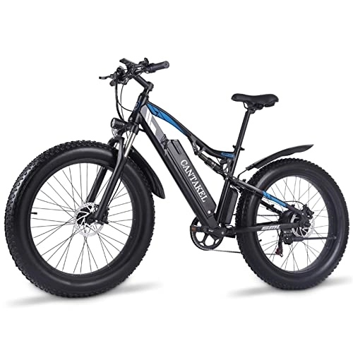 Electric Bike : CANTAKEL Electric Bike, 26 Inch Electric Mountain Bike with 48V 17Ah Removable Li-Ion Battery, Professional 7 Speed Transmission, Pedal Assist Electric Bike