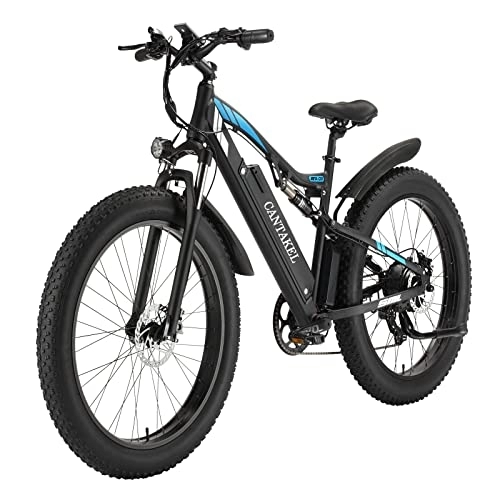 Electric Bike : CANTAKEL Electric Bike, 26 Inch Electric Mountain Bike with 48V 17AH Removable Li-Ion Battery, Shimano Professional 7 Speed Transmission, Pedal Assist Electric Bike