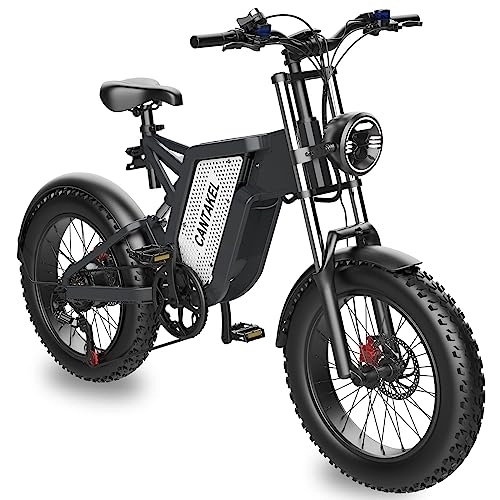 Electric Bike : CANTAKEL Electric bike For Adults Men 48V25AH E Bike 20" 21-Speed Gearing E Bikes For Men 50N.m Adjustable Seat LED Light Comfortable Saddle Electric Bicycle