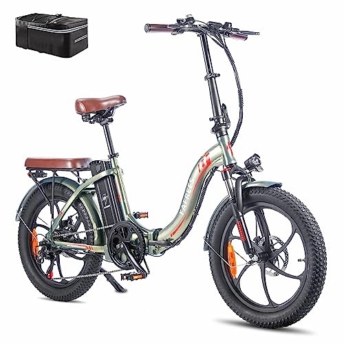 Electric Bike : Fafrees F20 PRO Electric Bicycle, 20 * 3.0 Inch Fatbike Folding Electric Bike, 250W Electric Mountain Bike, 36V / 18A Removable Battery, Unisex Adult ebike (Green)