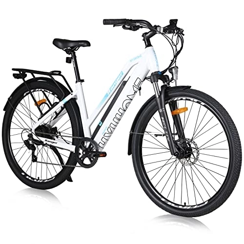 Electric Bike : Hyuhome 28'' Electric Bikes for Adults Men, E Bikes for Men, Electric Mountain Bike with 36V 12.5Ah Removable Battery and BAFANG Motor (white, 820L)
