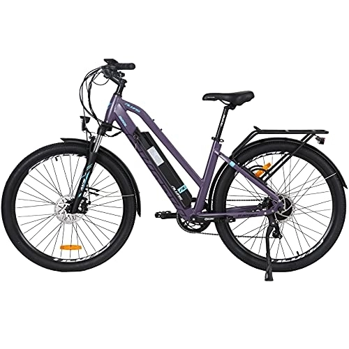 Electric Bike : Hyuhome Electric Bikes for Adult Mens Women, 27.5" E-MTB Bicycles Full Terrain 36V 12.5Ah Mountain Ebikes, BAFANG Motor Shimano 7-Speed Double Disc Brakes for Outdoor Commuter (Grey, 820L)
