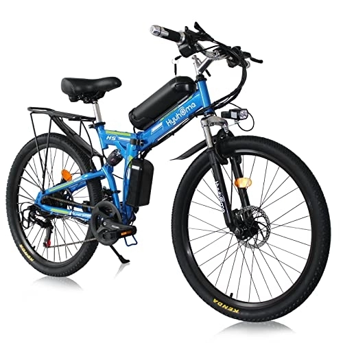 Electric Bike : Hyuhome Electric Folding Bike for Adults, Foldable Ebikes for Men MTB Dirtbike, 26" 10Ah Foldable Electric city bike (blue-02)