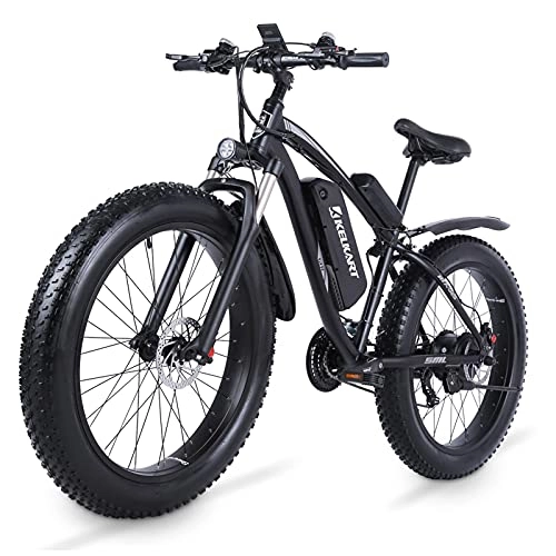 Electric Bike : KELKART Electric Mountain Bike 26x4.0 Inch Fat Tire Electric Bike with High Speed Brushless Motor, with 48V 17AH Removable Lithium-ion Battery and Rear Rack
