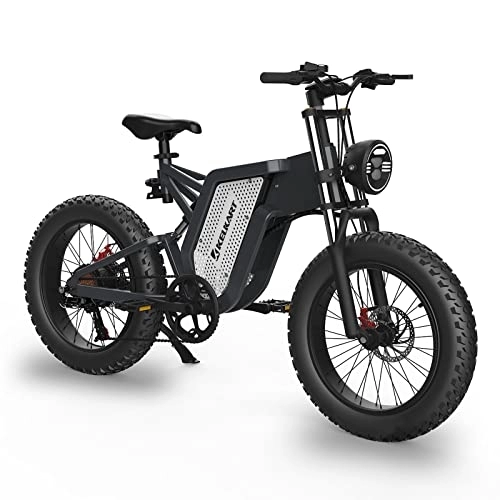 Electric Bike : KELKART Fat Tire Electric Bike, 20x4.0 Inch Electric Mountain Bike with 48V 25AH Removable Li-Ion Battery and Shimano 7 Speed Shifter for Adults.
