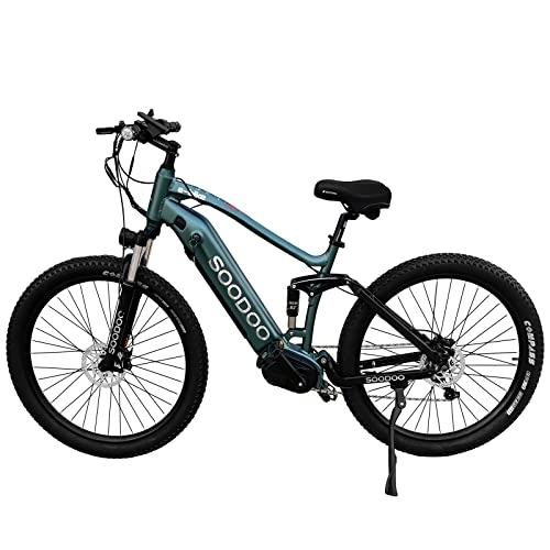Electric Bike : SOODOO 27.5" Electric Bike for Adults, with Mid-Drive Powerful Motor Built-in 36V 12AH Lithium-Ion Battery, Ebikes with Shimano 7 Speed Transmission Gears, MTB for Men Women - Dark Green