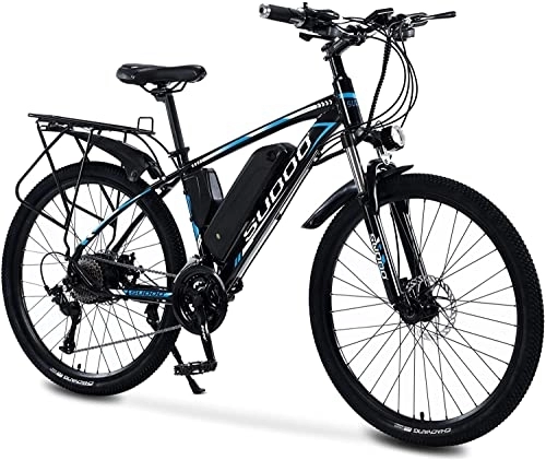 Electric Bike : SOODOO Electric Bike 26'' for Adults, Electric Mountain Bicycle with Rechargeable and Removable 36V 13AH Lithium-Ion Battery, Mountain Ebikes with 27 Speed Transmission Gears, MTB for Men Women