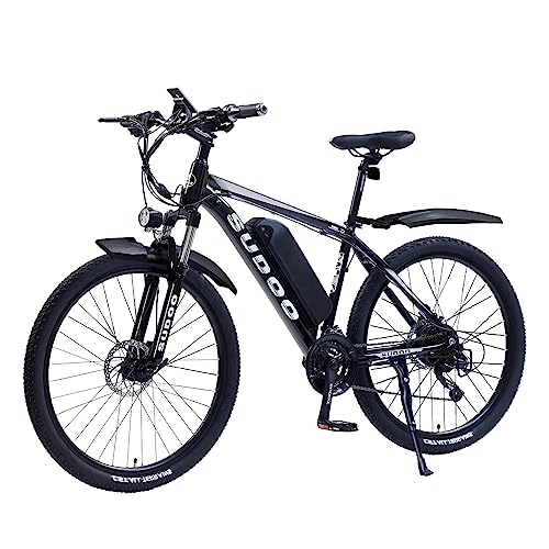 Electric Bike : SOODOO Electric Bike for Adults, 26" Ebike with 250W Motor, Electric Bicycle with 36V 13AH Rechargeable and Removable Li-Ion Battery, 27-Speed Mountain Bike, MTB for Men Women