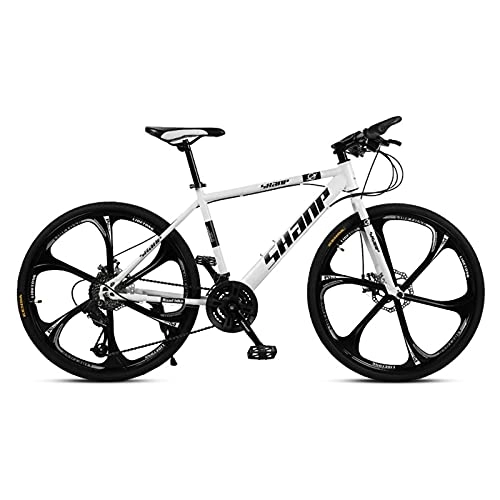 Folding Bike : JYCCH 21-Speed(24-Speed, 27-Speed) Road Bikes Bicycle Foldable Adult Mountain Bike Lightweight Sturdy High-Carbon Steel Bicycle Dual Disc Brakes Front Suspension Fork for Men (White 21 speed)