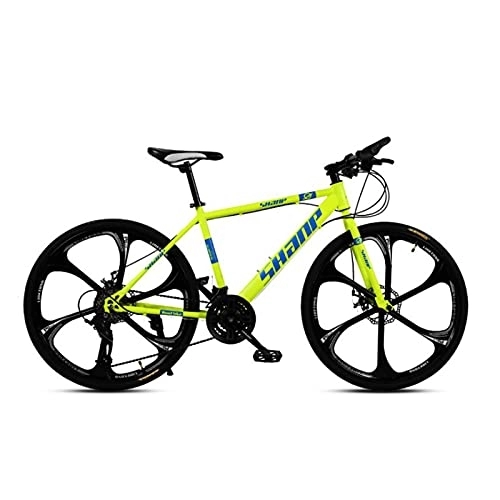Folding Bike : JYCCH 21-Speed(24-Speed, 27-Speed) Road Bikes Bicycle Foldable Adult Mountain Bike Lightweight Sturdy High-Carbon Steel Bicycle Dual Disc Brakes Front Suspension Fork for Men (Yellow 27 speed)