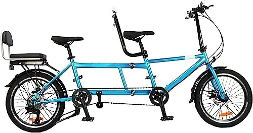 Tandem Bike : Classic Tandem Adult Beach Cruiser Bike for Family, Tandem Bike for Cycling, Folding Bike, Size 210x35x110cm / 110x35x62cm, Three Seater, 7-Speed Adjustable, Maximum Load 200kg,