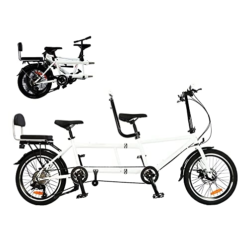 Tandem Bike : HIMcup City Adult Tandem Folding Bicycle, 20-Inch Wheels Variable Speed Foldable Bike Riding Couple Entertainment Universal Wayfarer Travel Bikes, Double Seater Load-bearing 200kg