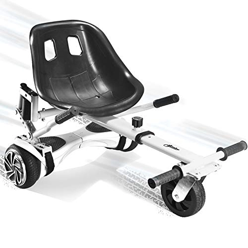 Self Balancing Segway : Hoverboard Seat Attachment Go Kart for Adults & Kids, Upgrade Shock Absorber Design, Accessories to Transform Hoverboard Into Go Cart, Hover Carts for Self Balancing Scooter, White