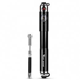PQXOER Accessories Bike Pump 160PSI Air Pump Cycling Bicycle Portable Pressure Gauge Display Bike Pump SV AV Extension Pump Tools For Cycling Football Basketball Hose Size 12.8cm (Color : Black, Size : ONE SIZE)