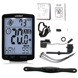 Lixada Cycling Computer Lixada 3 in 1 Wireless Bicycle Computer LCD Screen 2.8 Inch IPX7 Multifunctional Waterproof Speedometer with Heart Rate Sensor, Measurable Temperature, 9 Languages