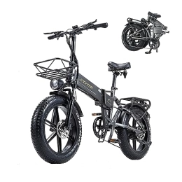 BURCHDA Bici elettriches R7PRO - Mountain bike elettrica pieghevole, 20 * 4.0'' con pneumatici grassi, bici elettrica da 48 V 16 Ah, batteria rimovibile, display LCD, Shimano a 8 velocità (grigio)