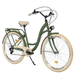 Balticuz OU Biciclette da città Balticuz OU Bicicletta comfort con supporto posteriore, bicicletta olandese da donna, City bike, retrò, vintage, 26 pollici, verde crema, 7 marce