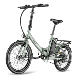 Fafrees  Fafrees F20 Light 20 Pulgadas Plegable E-Bike 250W para Mujer Hombre Adolescente Anciano con Batería Extraíble de 36V 14, 5 Ah, Bicicleta Eléctrica Velocidad Máxima 25 km / h Shimano 7S (Verde)