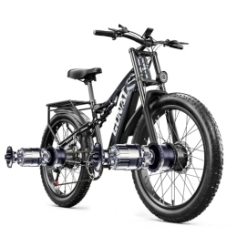 GUNAI Bicicletas eléctrica GUNAI GN68 Bicicleta Eléctrica de Doble Motor para Adultos, Bicicleta Eléctrica Todo Terreno con Neumáticos Gruesos de 26 Pulgadas, Batería Samsung 48V17.5AH y Suspensión Completa