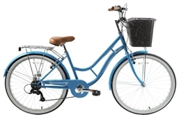 Discount Comfort Bike Ammaco Broadway Womens Classic Lifestyle Bike 26" Wheel 16" Frame Blue With Basket