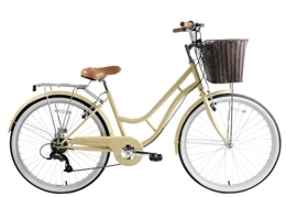 Discount Comfort Bike Ammaco Broadway Womens Classic Lifestyle Bike 26" Wheel 16" Frame Latte With Basket