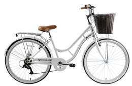 Discount Comfort Bike Ammaco Broadway Womens Classic Lifestyle Bike 26" Wheel 16" Frame White With Basket