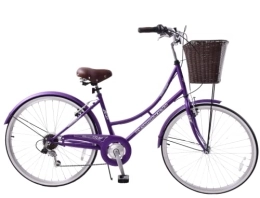 Ammaco Bike Ammaco Classique 26" Wheel Heritage Traditional Classic Ladies Lifestyle Bike & Basket 16" Frame Dutch Style Purple