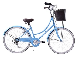 Ammaco Comfort Bike Ammaco. Classique Dutch Style Heritage Town 26" Wheel Womens Ladies Bike & Basket 16" Frame 6 Speed Blue