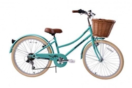 Ammaco Comfort Bike Ammaco Tiffany 24" Wheel Heritage Dutch Style Girls Bike & Wicker Basket Green Age 8+