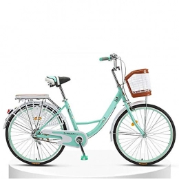 JHKGY Bike JHKGY Classic Retro Bike Bicycle, Commuter Bicycle, Unisex Classic Bicycle, with Rear Rack And Basket, for Adult Bike, green, 26 inch
