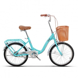 JHKGY Comfort Bike JHKGY Cruiser Bikes, Adult Retro Single Speed Bike, Single Speed Comfort Bikes for Men Women, with Basket & Rear Racks, blue, 20 inch