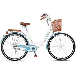 JHKGY Bike JHKGY Unisex Classic Bicycle, Retro Single Speed Bike, High-Carbon Steel Frame, with Front Basket & Rear Racks, Single Speed Comfort Bikes for Men Women, blue, 24 inch