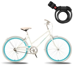 Winvacco Bike Winvacco Comfort Bikes, Road Bikes 24inch, with Bike Lock, White / green / Pink Adults Commuter Bicycle, C-24inch