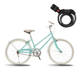 Winvacco Comfort Bike Winvacco Fixed Gear Bikes, Road Bikes 24inch, Ladies City Bike, with Bike Lock, Adults Commuter Bicycle, White / green / Pink, C-24inch