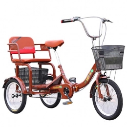 ZCXBHD Bike ZCXBHD Single Speed Three-Wheeled Bicycles with Back Seat 16 Inch Cargo Tricycles with Shopping Basket for Adults Recreation Picnics Exercise (Color : Brown)