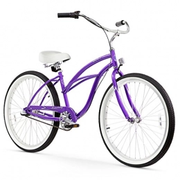 Firmstrong Cruiser Bike Firmstrong Urban Lady 3-Speed 26" Beach Cruiser Bicycle, Purple w / White Seat