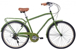 Gama Bikes Cruiser Bike Gama Bikes City 26-Inch Postino 6 Speed Shimano Hybrid Urban Commuter Road Bicycle, 19.5-Inch, Olive Green