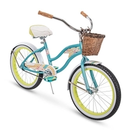 Huffy Bike Huffy Panama Jack 20" Girl's Beach Cruiser Bike with Wicker Handlebar Basket, Blue