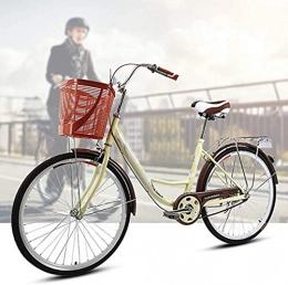 JDLAX Bike Bicycle for Women Outdoor urban road bikes 24 Inch Retro Frame Adult Bike with Basket Simple adult women's bicycle