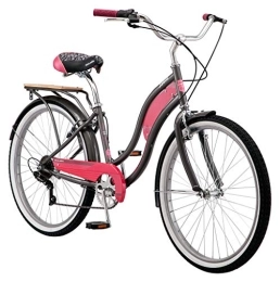 Kulana Bike Kulana Lakona Tide Adult Beach Cruiser Bike, 26-Inch Wheels, 7-Speed, Gray / Pink (R7317AZ)