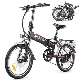 Ancheer Electric Bike 20" Electric Bicycle, ANCHEER Folding Electric Bike for Adults, Commuter ebike with 250W Motor, Electric foldinng bikes 288Wh Battery—Classic Black