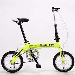 Caisedemeng Bike Caisedemeng Electric Bikes Portable Folding Bicycle -14Inch Wheel Children Adult Women and Man Outdoor Sports Bicycle, Single Speed (Color : Yellow)