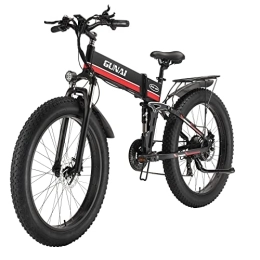 CANTAKEL Electric Bike CANTAKEL Adult Folding Electric Bike, 26 Inch Electric Bike / Folding Fat Tire Bike, with 48V 12.8Ah Battery, Professional 21 Speed Transmission (Red)