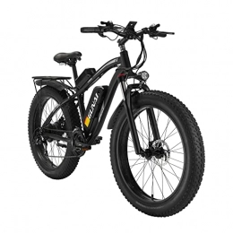 CANTAKEL Electric Bike CANTAKEL Electric Mountain Bike, 26 Inch Electric Bike, Adult Electric Bike with Back Seat and Hidden Battery, Premium Full Suspension, Shengmilo Professional 21 Speed Transmission (Black)