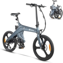 Dyu Bike DYU Electric Bike, 20'' Foldable E-Bike with Pedal Assist, Smart Electric Bike with 36V 10Ah Removable Battery, City Ebike for Commute, 3 Riding Modes, Shimano 7 Speed Gears, Dual Shock Absorber