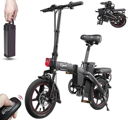 Dyu Bike DYU Folding Electric Bike, 14 inch Smart Urban E-Bike with 3 Riding Modes, City Electric Bicycle with Pedal Assist, Wireless Key Start, Removable Battery, Compact Portable, Unisex Adult
